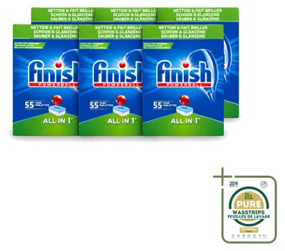 Produktbild von 6 x Finish Powerball All in 1 Geschirrspültabs - Sauber & Glanz - Limettenduft - Vorratspackung - 6 Stücke