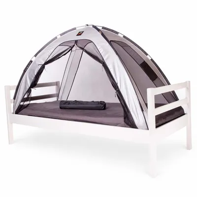 Produktbild von DERYAN Bettzelt Moskitonetz - 200x90 cm - Höchste Qualität Mückennetz - 1 mm Maschengewebe - Silber