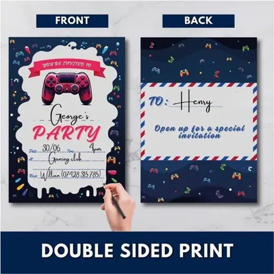 Productafbeelding van Famanu Uitnodigingskaarten voor gaming, met opklapbare envelopjes en stickers - 24-32 stuks