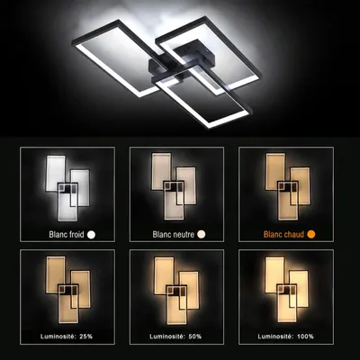 Image de ZMH Plafonnier LED Noir Variable avec télécommande Métal Moderne Design 64W pour salon chambre cuisine, Image générée par une IA