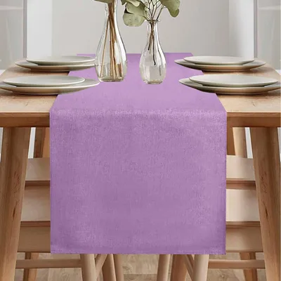 Productafbeelding van Tafelkleed - Afwasbaar, linnenlook - Waterafstotend, geschikt voor eetkamers en decoratie - Lila, 40 x 140 cm