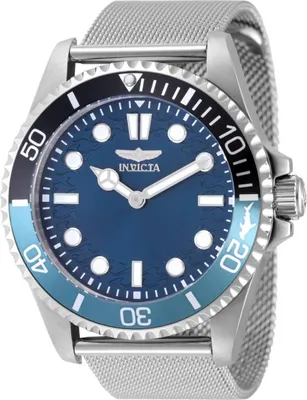 Obrázok produktu pre Invicta Pro Diver 49686 Pánske Hodinky - Quartz Hnací Mechanizmus - Nerezová Oceľ s Modrým Ciferníkom - 43 mm