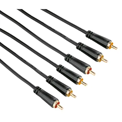 Produktbild von Hama 122157, 1,5 m, 3 x RCA, 2 x RCA, Schwarz, Gold, Männlich/Männlich
