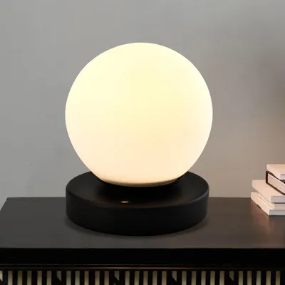 Produktbild von LQWELL Nachttischlampe , Tischleuchte 3 Dimmstufen USB Wiederaufladbar Touch Beistelltischlampe Leselampe Kugel Glas für Drinnen Schlafzimmer