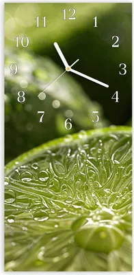 Produktbild von Wanduhr aus Glas mit Motiv Frische Limetten- 30 x 60 cm - inkl. Aufhängesystem