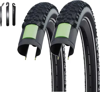 Produktbild von 2 x Schwalbe Smart Sam Plus Performance E-50 DD Greenguard Schwarz-Reflex 57-584 (27.5 x 2.25") inkl. Reifenheber
