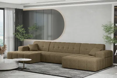 Produktbild von Wohnlandschaft Sofa U-Form NANCY in Stoff Neve Hellbraun