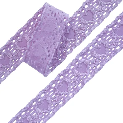 Produktbild von Spitze elastisch Spitzenband Herzmotiv 25mm Zuschnitt ab 1m Meterware Farbwahl