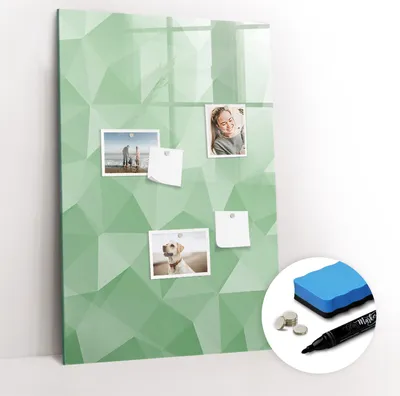 Produktbild von Magnetische Wandtafel - Schwarzer Marker + Schwamm + Magnete - 60 x 90 cm - Dreiecksabstraktion