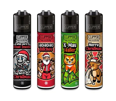 Produktbild von Clipper Feuerzeug 4er Set X-MAS Slogan