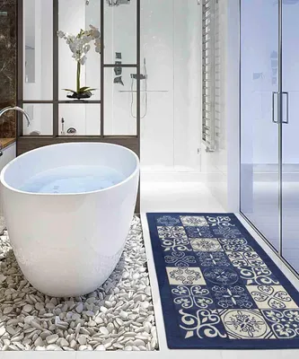 Obrázek produktu pro Velurový protiskluzový koberec MAIOLICA 55X190 cm MODRÝ | GalleriaFarah1970
