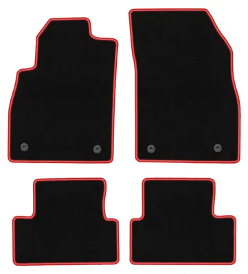 Produktbild von Fußmatten Automatten Velours Schwarz/Rot für Opel Cascada 2012- Set 4-tlg