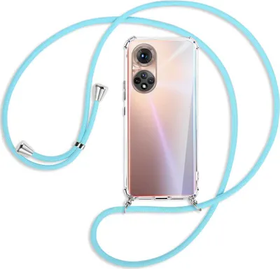 Produktbild von Handykette Backcover-Schutzhülle mit Band (Metall silberfarben) für Honor 50 (NTH-AN00) - himmelblau