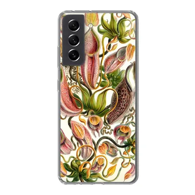Produktbild von MuchoWow® Handyhülle Schutzhülle Hülle für Samsung Galaxy S21 FE Nepenthaceae - Künstliche Blumen Silikon Softcase Handy Hülle - Mobiltelefonhülle
