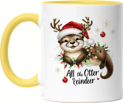 Produktbild von All the Otter Reindeer Lustiges Ottermotiv Tasse Gelb Geschenkidee witziges Design Weihnachten