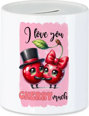 Produktbild von I Love You Cherry Much Lustige Spardose Geschenk für Kirschen Liebhaber Valentinstag