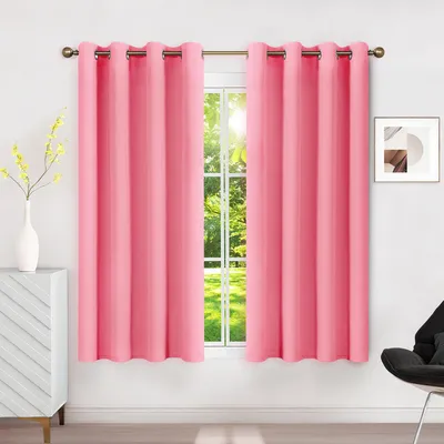 Verdunkelungsvorhang-Set, 2 Paneele, 140x160 cm, rosa, mit Ösen