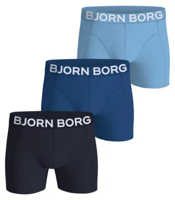 Productafbeelding van Björn Borg: 3 boxershorts, biologisch katoen, stretch, zwart en blauw, voor heren