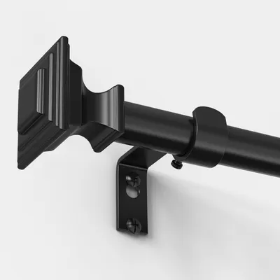 Image de VOIIY : Tringles à rideaux pour fenêtres, longueur de 71,1 à 122,9 cm, diamètre de 1,9 cm, couleur noire