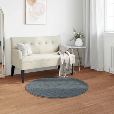 Produktbild von "Schlussverkauf" moderne Teppich - Wohnzimmer Kunstfell Hasen Teppich Olite Anthrazit Ø 100 cm Polyester  C12777
