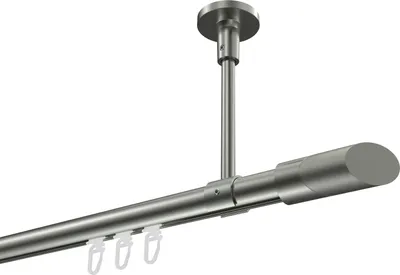 Produktbild von Interdeco Innenlaufstange / Gardinenstange mit Innenlauf Edelstahl-Optik, Typ Sonette Verano (Schräge Bicolor) Deckenmontage, 20 mm Ø 1-läufig, 280 cm