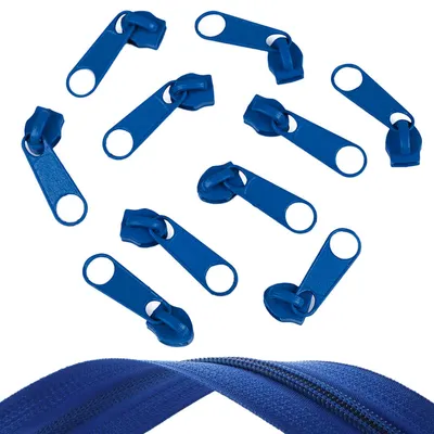 10 Reißverschluss Zipper für Endlosreißverschluss, 5mm, saphirblau