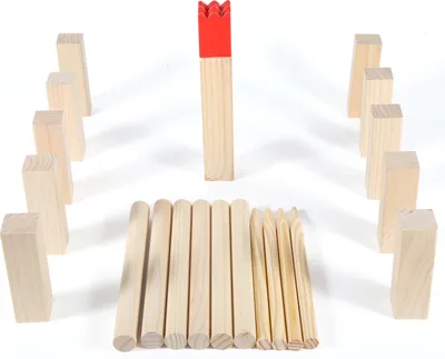 Produktbild von Clanmacy Kubb Wikingerspiel mit Tasche Wurfspiel Kiefer Holz Spiel Rasenschach Outdoor Schach