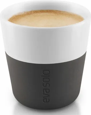 Immagine prodotto di Eva Solo Espresso-Becher, Mocca, Kaffee, Espressotasse, Becher, Porzellan/Silikon, Schwarz, 80ml, 2er-Set, 501001