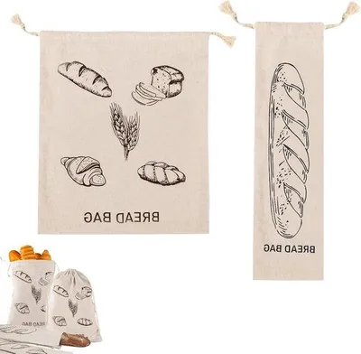Produktbild von Wiederverwendbare Leinensäcke 2teilig, atmungsaktiv, leicht, für Brot