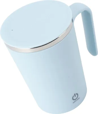 Obrázek produktu pro Samomíchací hrnek na kávu dobíjecí s víkem z nerezové oceli přenosný elektrický magnetický automatický míchací 350ml 12oz modrý