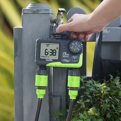 Produktbild von RainPoint Smart Bewässerungscomputer 2 Zonen, WLAN Garten Bewässerungssteuerung, Automatischer Bewässerungstimer, EU-Stecker