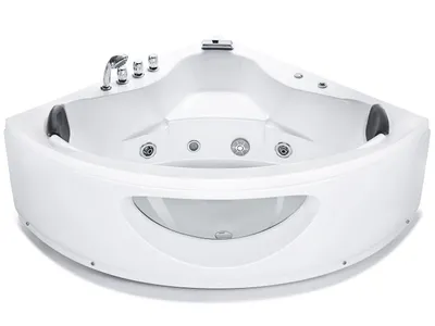 Produktbild von BELIANI Weiße Badewanne mit LED 205 x 146 cm aus Sanitäracryl Kunststoff Stahl und Metall Multifunktionell Modern