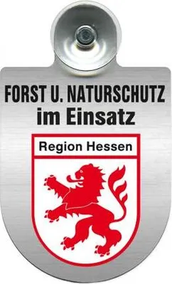 Produktbild von Einsatzschild mit Saugnapf - Forst u. Naturschutz im Einsatz  393813 incl. Regionenwappen nach Wahl Color - Region Hessen