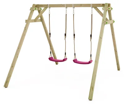 Image de Balançoire Wickey Smart Move en bois avec 2 sièges réglables, couleur rose