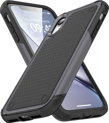 Produktbild von Für iPhone XR Hülle Militärqualität Stoßfest Hybrid 2 in 1 Hart PC Weich TPU Handyhülle Grau Schwarz