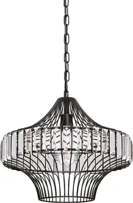Zdjęcie produktu dla Lampa wisząca ze szkła kryształowego w kolorze czarnym matowym z 1 źródłem światła