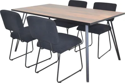Produktbild von 5-teilige Tischgruppe Essgruppe Holzdekor/Schwarz
