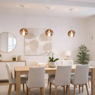 Produktbild von s.luce Orb Glaskugel Abhängung Weiß Hängeleuchte Hängelampe Pendellampe Pendelleuchte Glaslampe Orb/Farbverlauf Weiß Ø 50cm Rund