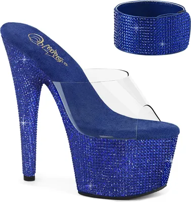 Produktbild von BEJEWELED-712RS Damen Slipper von Pleaser, Transparent Blau , EU 42, US 12
