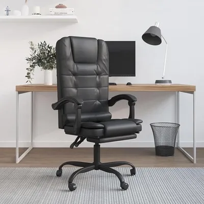 Produktbild von Bürostuhl Ergonomisch Computerstuhl Schreibtischstuhl Chefsessel mit Massagefunktion Schwarz Kunstleder