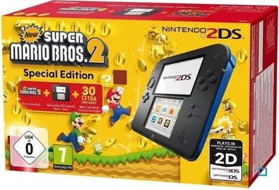 Produktbild von Nintendo 2DS Konsole schwarz inkl. New Super Mario Bros 2