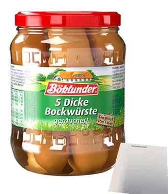 Produktbild von Böklunder Dicke Bockwürste im Naturdarm (690g Glas) + usy Block