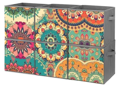 Productafbeelding van Set van 6 Opbergdozen met Bloemprint