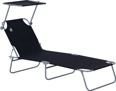 Produktbild von Outsunny Sonnenliege Gartenliege Relaxliege Dreibeinliege Liege Klappbar Schwarz