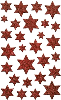 Produktbild von Sticker 76x120mm Glamour 1 Bogen Motiv Sterne rot Packung mit 10 Stück
