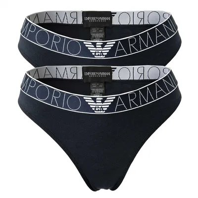 Zdjęcie produktu dla EMPORIO ARMANI Damskie brazylijskie majtki, 2 sztuki - Slipy, elastyczna bawełna Marine M