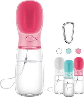 Produktbild von Praktische Wasserflasche für Hunde, Tragbare Trinkflasche, 550 ml, BPA-frei, Auslaufsicher, Rosa