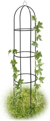 Produktbild von Dunkelgrünes obeliskförmiges Metall Rankgitter 190 cm, höhenverstellbar für Kletterpflanzen