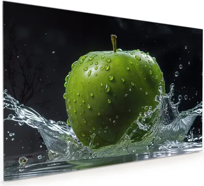 Produktbild von Küchenrückwand Spritzschutz Glas mit Motiv Apfel im Wasser 40 x 40 cm