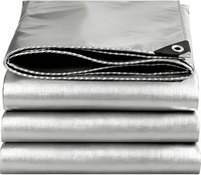 Image de Bâche de protection imperméable, dimensions 4 x 4 mètres, en polyéthylène résistant aux UV, de couleur argentée, pour l'extérieur